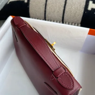 KELLY POCHETTE SWIFT LEATHER ROUGE H WITH GOLD HARDWARE (GHW) - 7