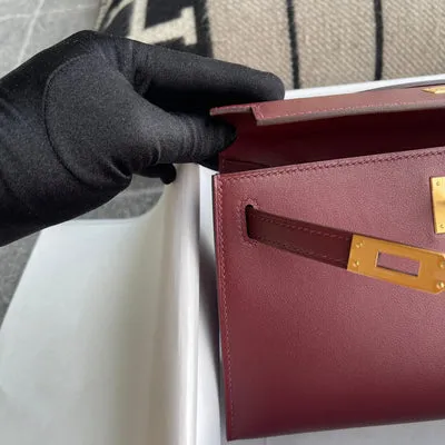 KELLY POCHETTE SWIFT LEATHER ROUGE H WITH GOLD HARDWARE (GHW) - 4