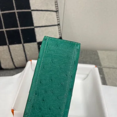 KELLY POCHETTE OSTRICH LEATHER VERT VERTIGO WITH GOLD HARDWARE (GHW) - 6