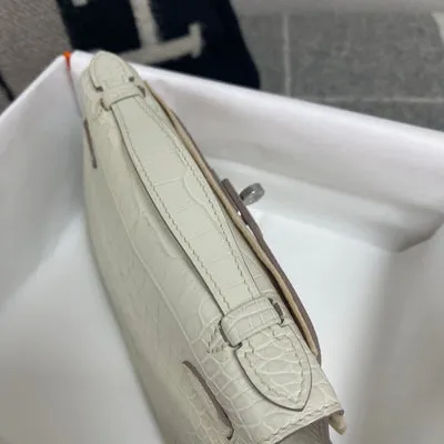 KELLY POCHETTE MATTE MISSISSIPPIENSIS ALLIGATOR LEATHER BETON WITH PALLADIUM HARDWARE (PHW) - 6