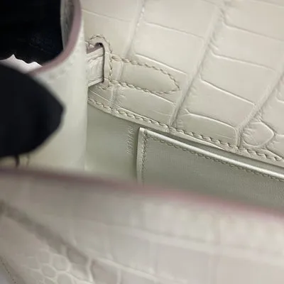 KELLY POCHETTE MATTE MISSISSIPPIENSIS ALLIGATOR LEATHER BETON WITH PALLADIUM HARDWARE (PHW) - 4