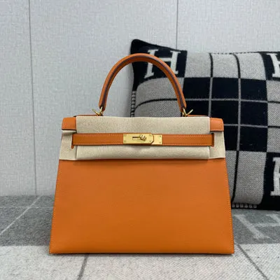KELLY 28 EPSOM LEATHER ORANGE WITH GOLD HARDWARE (GHW) - 1