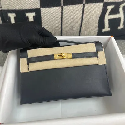 KELLY POCHETTE SWIFT LEATHER NOIR (BLACK) WTH GOLD HARDWARE (GHW) - 1