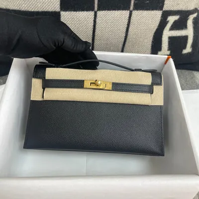 KELLY POCHETTE EPSOM LEATHER NOIR (BLACK) WITH GOLD HARDWARE (GHW) - 2