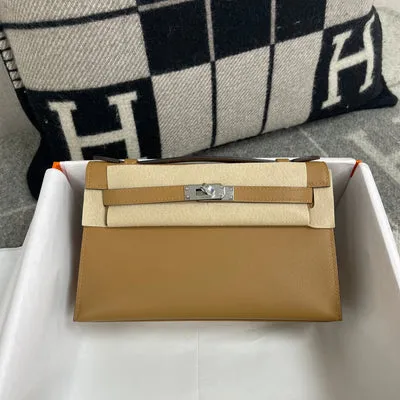 KELLY POCHETTE SWIFT LEATHER SESAME WITH PALLADIUM HARDWARE (PHW) - 1