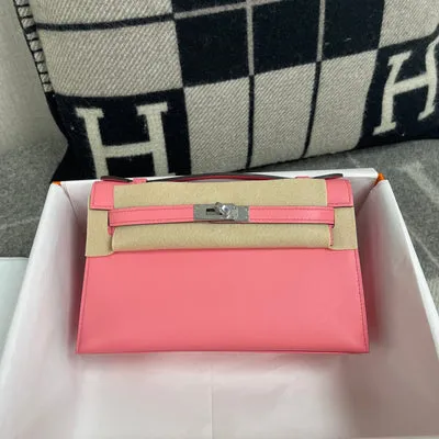 KELLY POCHETTE SWIFT LEATHER ROSE AZALEE WITH PALLADIUM HARDWARE (PHW) - 1