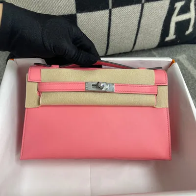 KELLY POCHETTE SWIFT LEATHER ROSE AZALEE WITH PALLADIUM HARDWARE (PHW) - 2