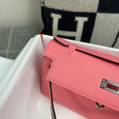 KELLY POCHETTE SWIFT LEATHER ROSE AZALEE WITH PALLADIUM HARDWARE (PHW) - 6
