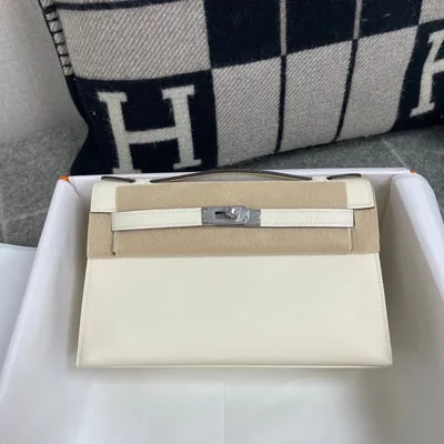 KELLY POCHETTE SWIFT LEATHER NATA WITH PALLADIUM HARDWARE (PHW) - 1