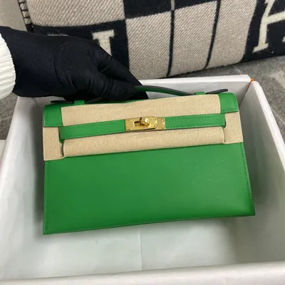 KELLY POCHETTE SWIFT LEATHER BAMBOO WITH GOLD HARDWARE (GHW) - 2