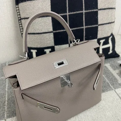 KELLY 28 TOGO LEATHER GRIS ASPHALTE WITH PALLADIUM HARDWARE (PHW) - 4