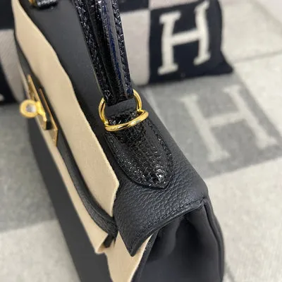 KELLY 28 TOUCH TOGO LEATHER & LIZARD LEATHER NOIR (BLACK) HANDLE WITH GOLD HARDWARE (GHW) - 5