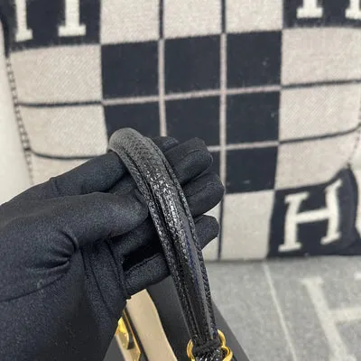 KELLY 28 TOUCH TOGO LEATHER & LIZARD LEATHER NOIR (BLACK) HANDLE WITH GOLD HARDWARE (GHW) - 7