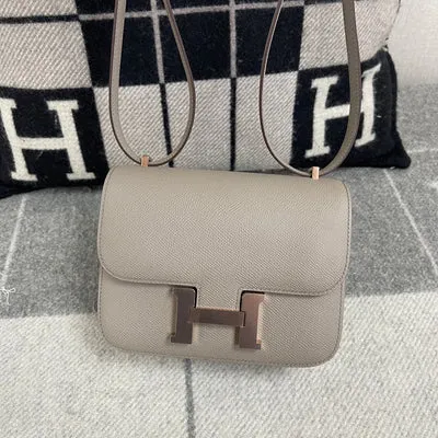 CONSTANCE 18 (MINI) EPSOM LEATHER GRIS ASPHALTE WITH ROSE GOLD HARDWARE (RGHW) - 3