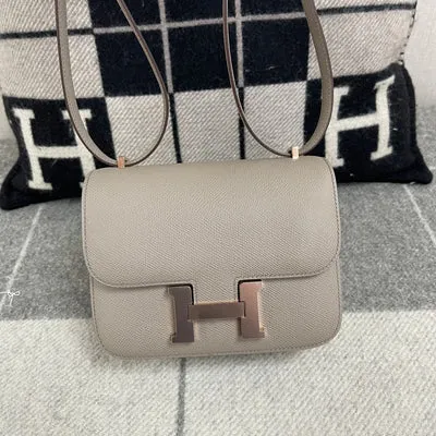 CONSTANCE 18 (MINI) EPSOM LEATHER GRIS ASPHALTE WITH ROSE GOLD HARDWARE (RGHW) - 1