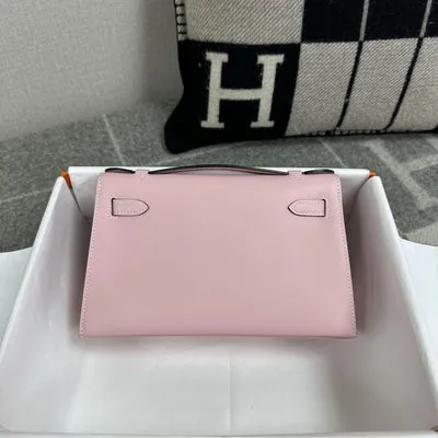 KELLY POCHETTE SWIFT LEATHER ROSE SAKURA WITH PALLADIUM HARDWARE (PHW) - 3