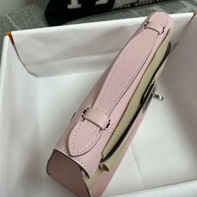 KELLY POCHETTE SWIFT LEATHER ROSE SAKURA WITH PALLADIUM HARDWARE (PHW) - 6