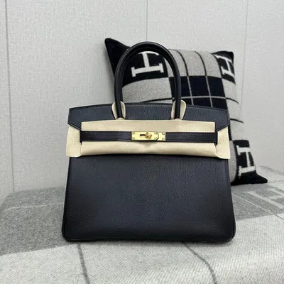 BIRKIN 25 CHEVRE LEATHER HORSESHOE STAMP (HSS) BI-COLOR NOIR (BLACK) & JAUNE AMBRE GOLD HARDWARE (GHW) - 1