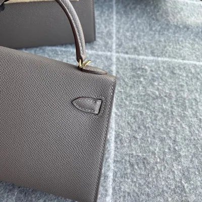MINI KELLY II (20) EPSOM LEATHER ETAIN WITH GOLD HARDWARE (GHW) - 4