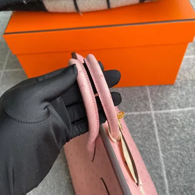 BIRKIN 25 OSTRICH LEATHER PINK TERRE CUITE WITH GOLD HARDWARE (GHW) - 4