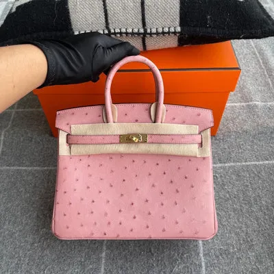 BIRKIN 25 OSTRICH LEATHER PINK TERRE CUITE WITH GOLD HARDWARE (GHW) - 1