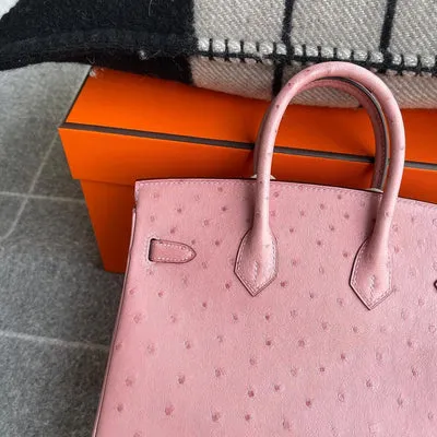 BIRKIN 25 OSTRICH LEATHER PINK TERRE CUITE WITH GOLD HARDWARE (GHW) - 3