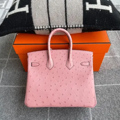 BIRKIN 25 OSTRICH LEATHER PINK TERRE CUITE WITH GOLD HARDWARE (GHW) - 2