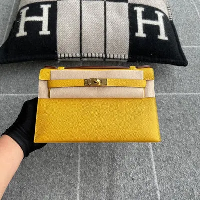 KELLY POCHETTE EPSOM LEATHER EPSOM JAUNE AMBRE WITH GOLD HARDWARE (GHW) - 1