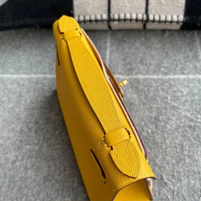 KELLY POCHETTE EPSOM LEATHER EPSOM JAUNE AMBRE WITH GOLD HARDWARE (GHW) - 3