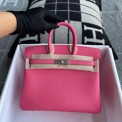 BIRKIN 25 EPSOM LEATHER ROSE AZALEE WITH PALLADIUM HARDWARE (PHW) - 1