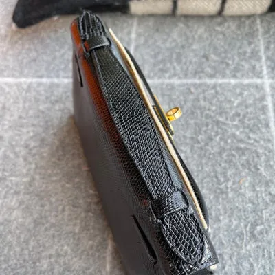 KELLY POCHETTE NOIR (BLACK) LIZARD (LÉZARD) WITH GOLD HARDWARE (GHW) - 4