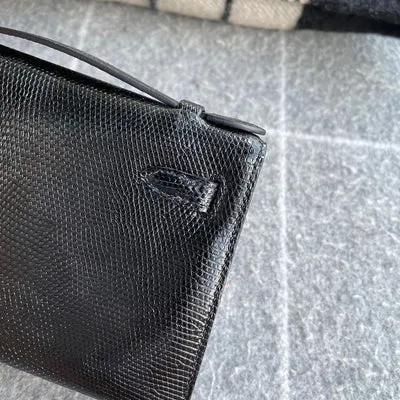 KELLY POCHETTE NOIR (BLACK) LIZARD (LÉZARD) WITH GOLD HARDWARE (GHW) - 6