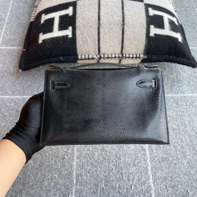 KELLY POCHETTE NOIR (BLACK) LIZARD (LÉZARD) WITH GOLD HARDWARE (GHW) - 2