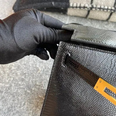 KELLY POCHETTE NOIR (BLACK) LIZARD (LÉZARD) WITH GOLD HARDWARE (GHW) - 3