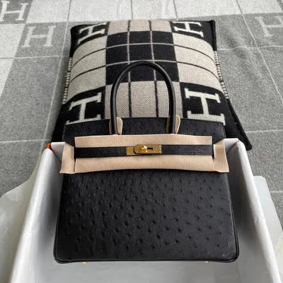 BIRKIN 30 OSTRICH LEATHER BLACK WITH GOLD HARDWARE (GHW) - 1