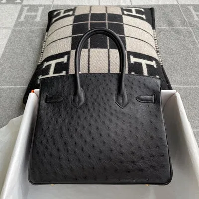 BIRKIN 30 OSTRICH LEATHER BLACK WITH GOLD HARDWARE (GHW) - 3