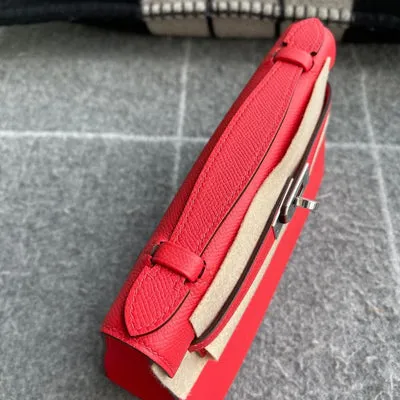 KELLY POCHETTE EPSOM LEATHER ROUGE TOMATE WITH PALLADIUM HARDWARE (PHW) - 3