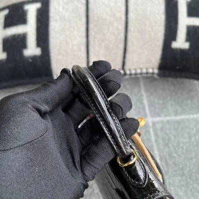 MINI KELLY II (20) SHINY MISSISSIPPIENSIS ALLIGATOR LEATHER NOIR (BLACK) WITH GOLD HARDWARE (GHW) - 6