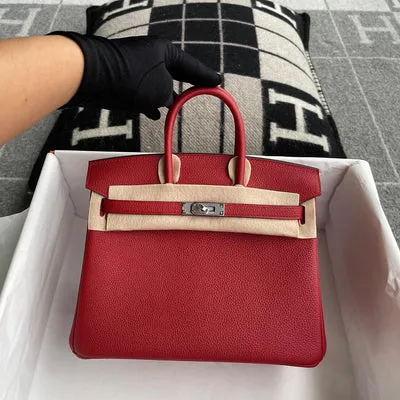 BIRKIN 25 TOGO LEATHER ROUGE CASAQUE WITH PALLADIUM HARDWARE (PHW) - 1
