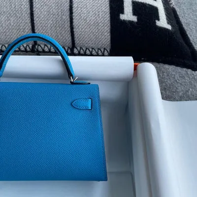 MINI KELLY II (20) EPSOM LEATHER BLEU ZANZIBAR WITH PALLADIUM HARDWARE (PHW) - 4