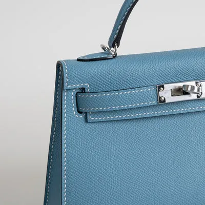 MINI KELLY II (20) EPSOM LEATHER BLEU JEAN WITH PALLADIUM HARDWARE (PHW) - 5