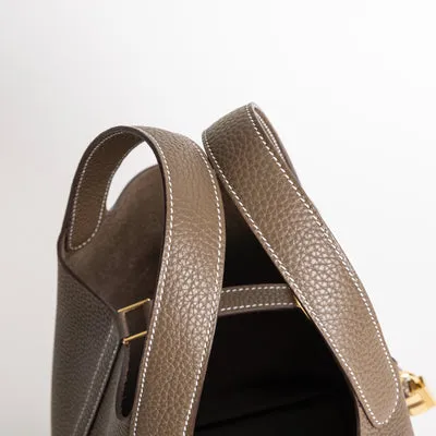 PICOTIN 18 LOCK CLEMENCE LEATHER ETOUPE WITH GOLD HARDWARE (GHW) - 4