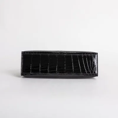 KELLY POCHETTE SHINY (LISSE) NILOTICUS CROCODILE LEATHER NOIR (BLACK) WITH PALLADIUM HARDWARE (PHW) - 5