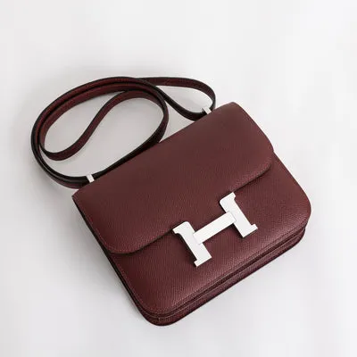 CONSTANCE 18 (MINI) EPSOM LEATHER ROUGE H WITH PALLADIUM HARDWARE (PHW) - 3