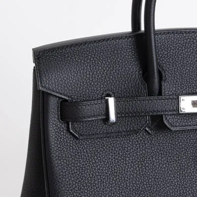 BIRKIN 25 TOGO LEATHER NOIR (BLACK) WITH PALLADIUM HARDWARE (PHW) - 5