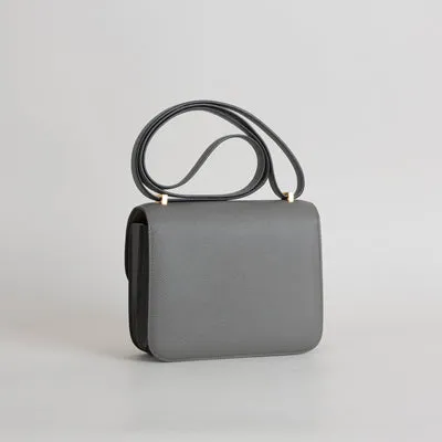 CONSTANCE 18 (MINI) EPSOM LEATHER GRIS MEYER WITH GOLD HARDWARE (GHW) - 4