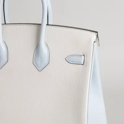 BIRKIN 25 CHEVRE LEATHER HORSESHOE STAMP (HSS) BI-COLOR BETON & BLEU BRUME WITH PALLADIUM HARDWARE (PHW) - 7