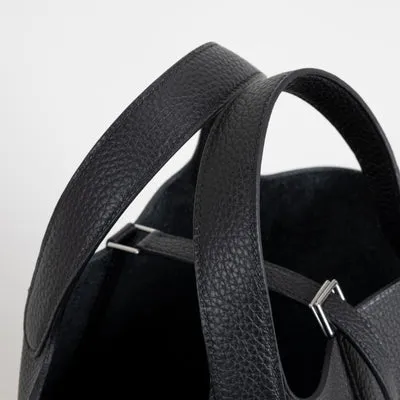 PICOTIN 18 LOCK CLEMENCE LEATHER NOIR (BLACK) WITH PALLADIUM HARDWARE (PHW) - 5