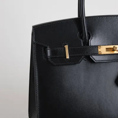 BIRKIN 30 (SELLIER SHAPE) BLACK BOX CALF LEATHER WITH GOLD HARDWARE (GHW) - 5