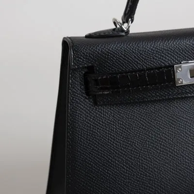 MINI KELLY II (20) TOUCH SHINY MISSISSIPPIENSIS ALLIGATOR LEATHER & EPSOM LEATHER NOIR (BLACK) WITH PALLADIUM HARDWARE (PHW) - 5